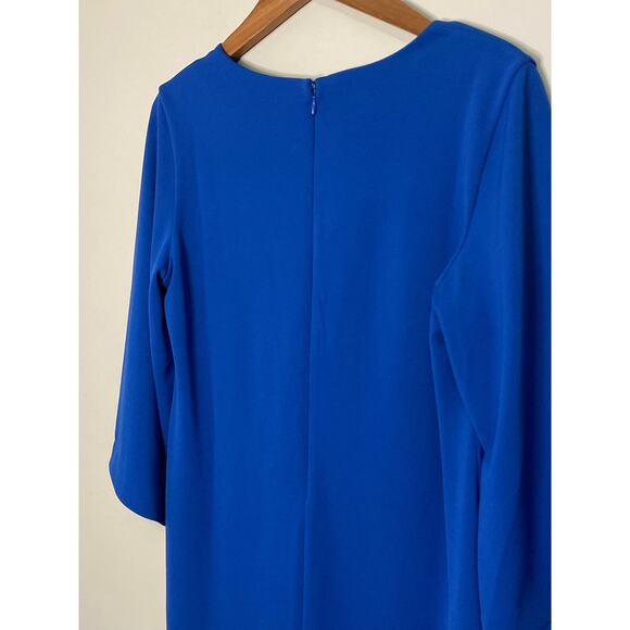 Chico's V-Neck Shift Dress Women's Size 1 8/10 Blue 3/4 Kimono Sleeve Back Zip - Picture 7 of 7